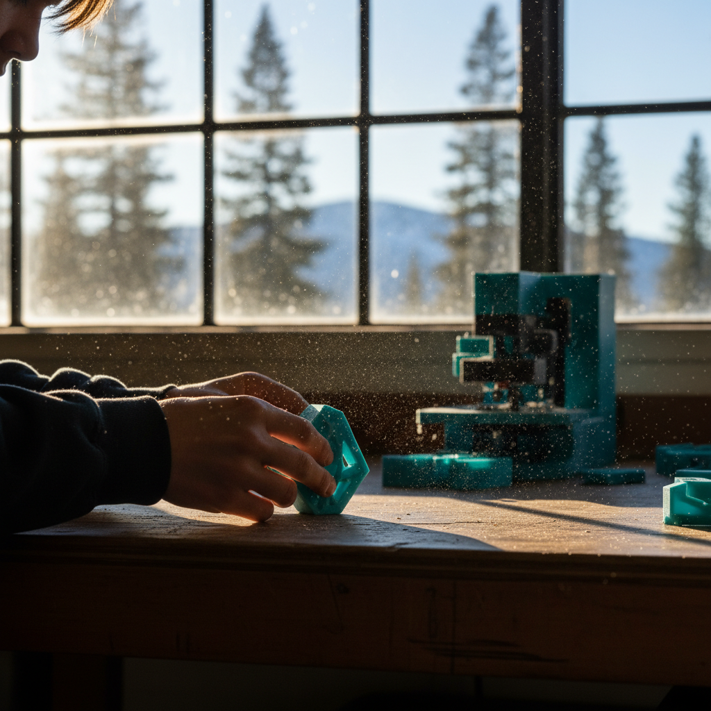 Hands working in a sunlit workshop